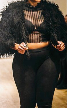 Black Shaggy Fur Bolo by Shontay Pinder